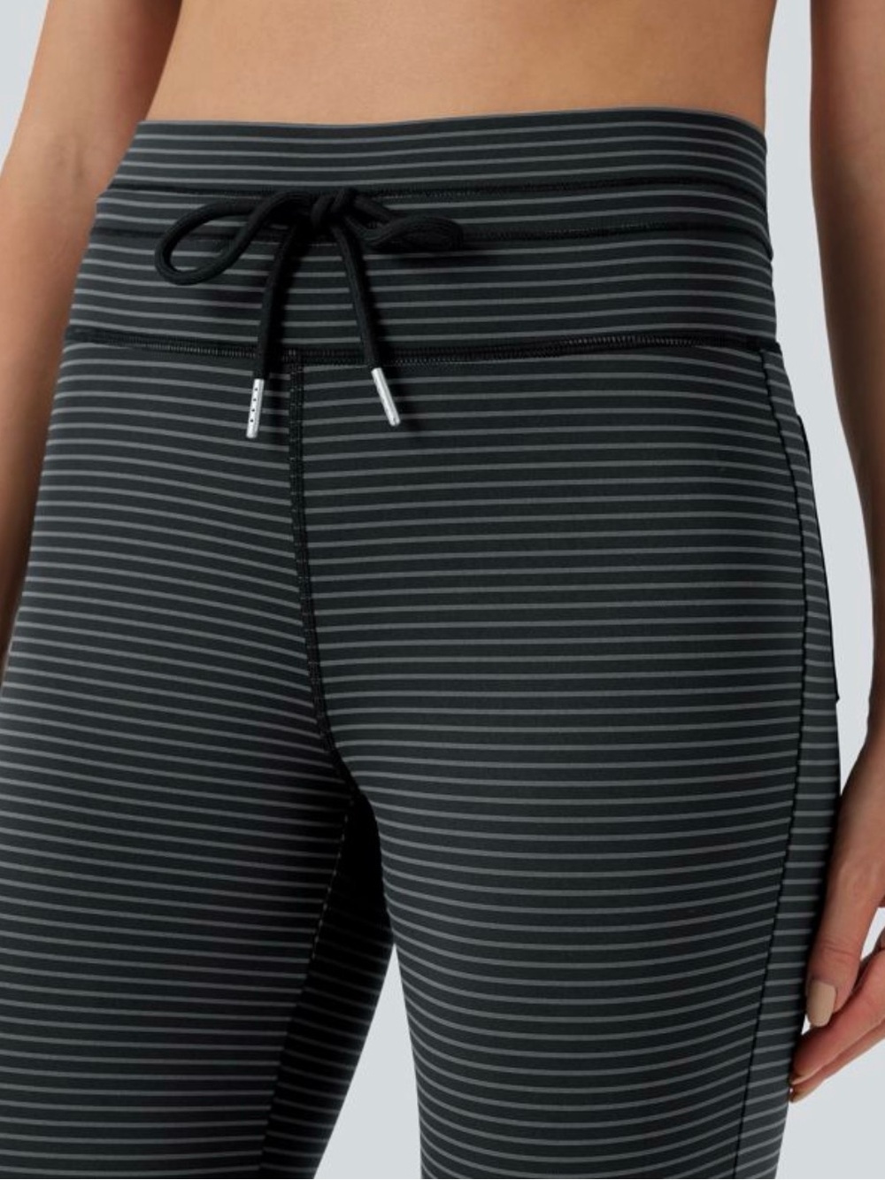 Halara Size XL High Waisted Drawstring Stripe Flare Yoga Pants with Pockets - Picture 4 of 5